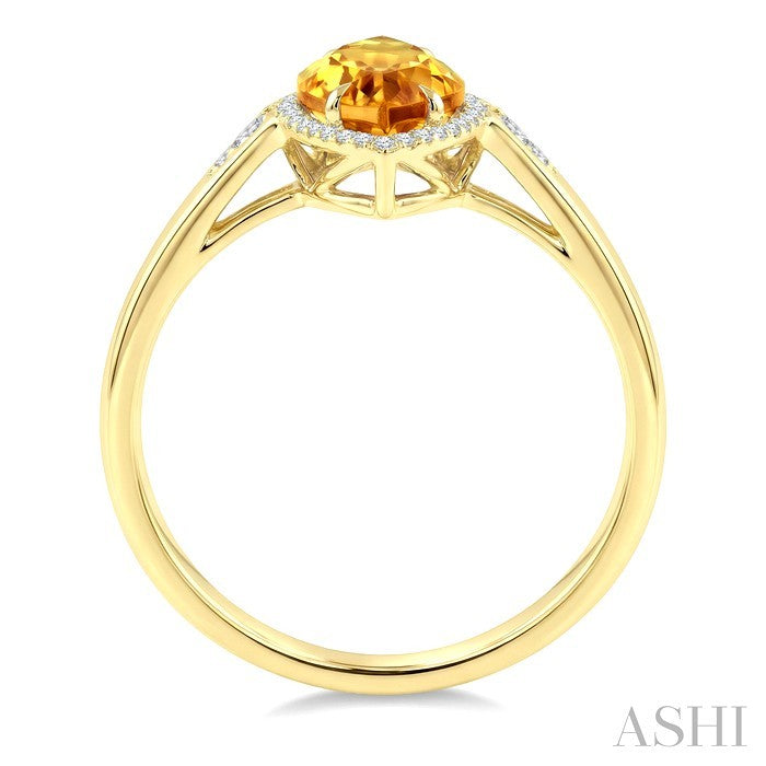 16X7 MM Evoque Gemstone Marquise Shape Citrine and 1/6 Ctw Round Cut Diamond Semi-Precious Ring in 10K Yellow Gold