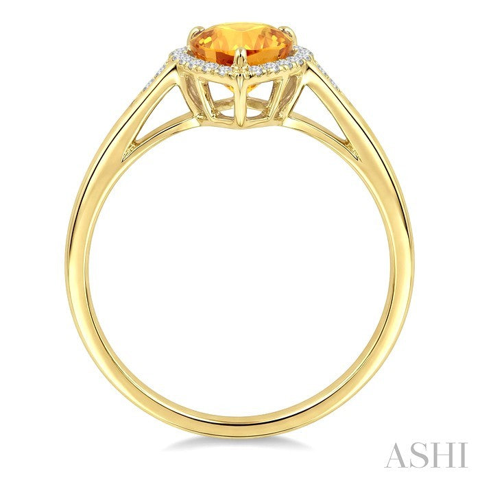 16X6 MM Evoque Gemstone Pear Shape Citrine and 1/6 Ctw Round Cut Diamond Semi-Precious Ring in 10K Yellow Gold