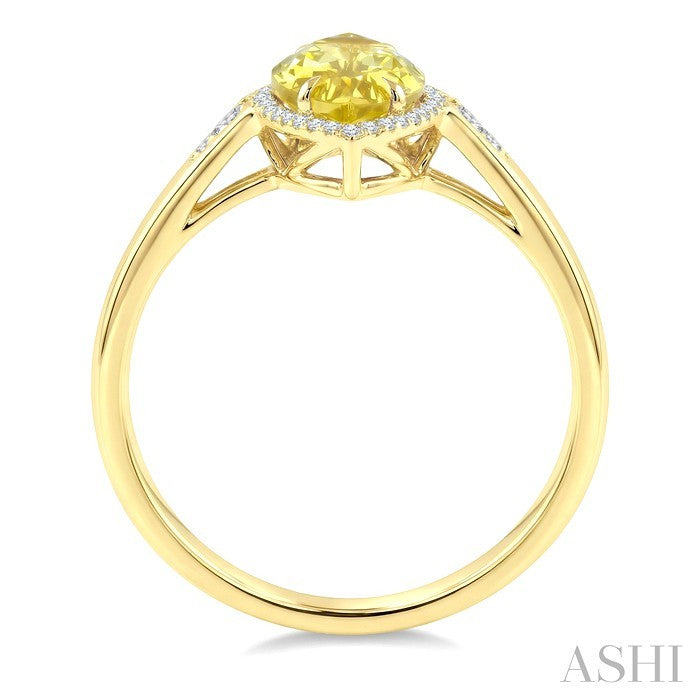 16X7 MM Evoque Gemstones Marquise Shape Lemon Quartz and 1/6 Ctw Round Cut Diamond Semi-Precious Ring in 10K Yellow Gold