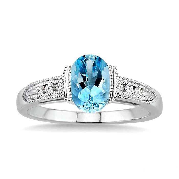 Oval Shape Gemstone & Diamond Ring