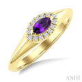 6X3 MM Marquise Shape Amethyst and 1/10 Ctw Round Cut Diamond Semi-Precious Ring in 10K Yellow Gold