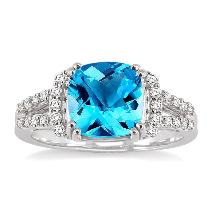 Cushion Shape Gemstone & Diamond Ring