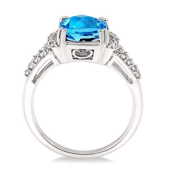 Cushion Shape Gemstone & Diamond Ring