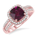 Dahlia Cushion Shape Gemstone & Halo Diamond Ring