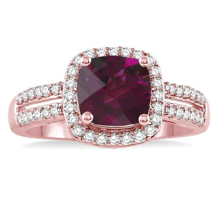 Dahlia Cushion Shape Gemstone & Halo Diamond Ring