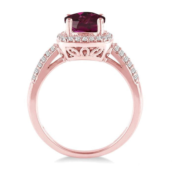 Dahlia Cushion Shape Gemstone & Halo Diamond Ring
