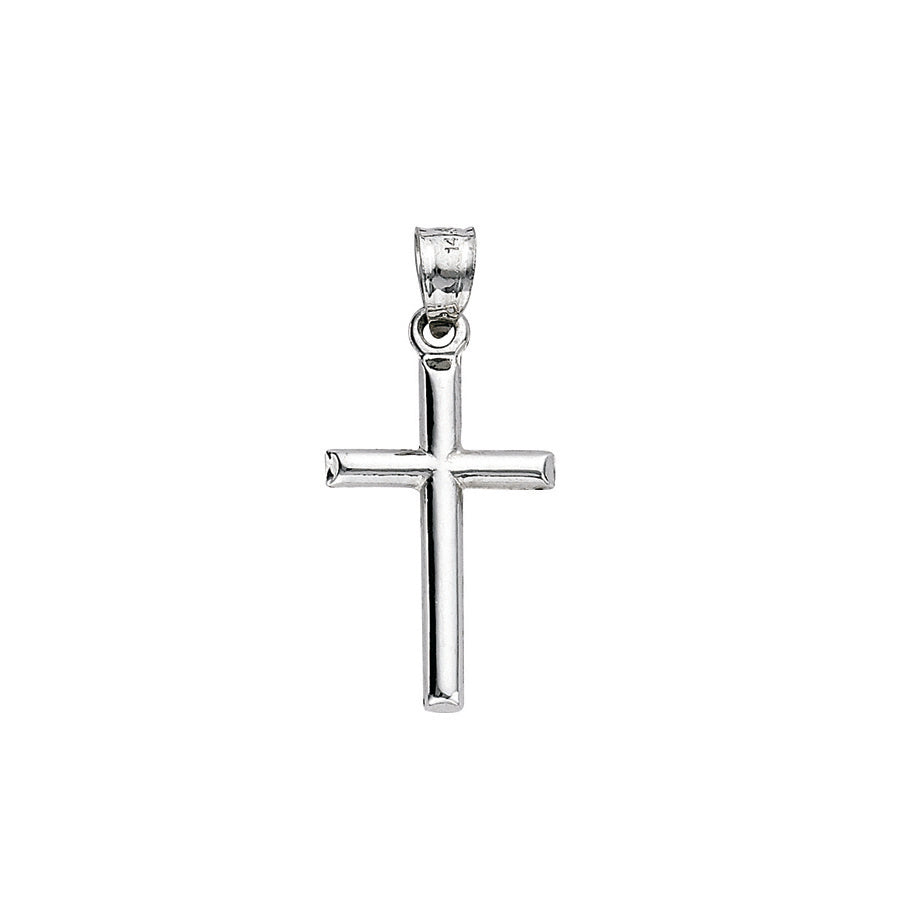 14k White Gold Polished Cross Charm