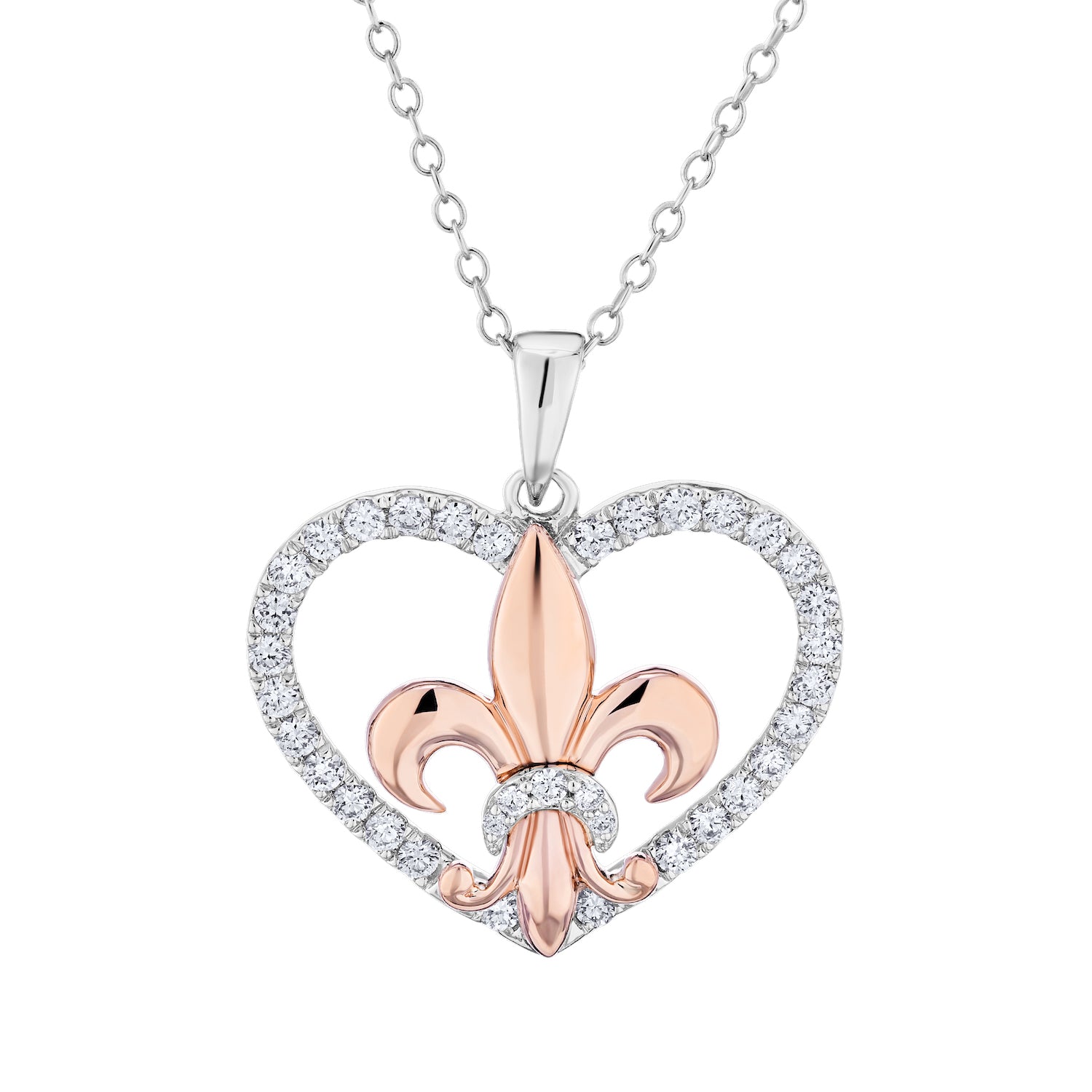 Diamond Lis Royale Fleur de Lis Heart Pendant