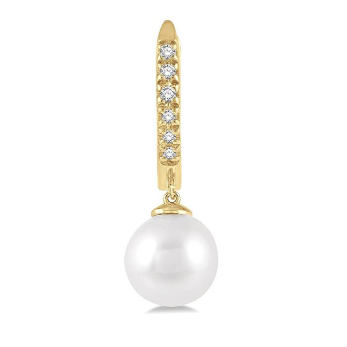 Pearl & Petite Diamond Huggie Fashion Earrings