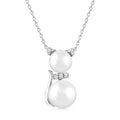 6&7 MM Cultured Pearl and 1/20 Ctw Round Cut Diamond Cat Shape Petite Fashion Pendant With Chain in 10K White Gold