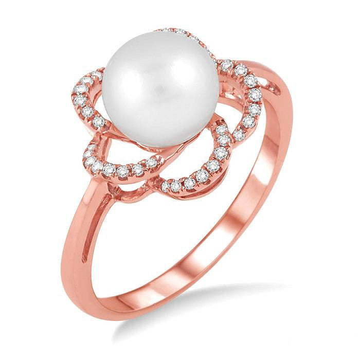 Flower Pearl & Diamond Ring