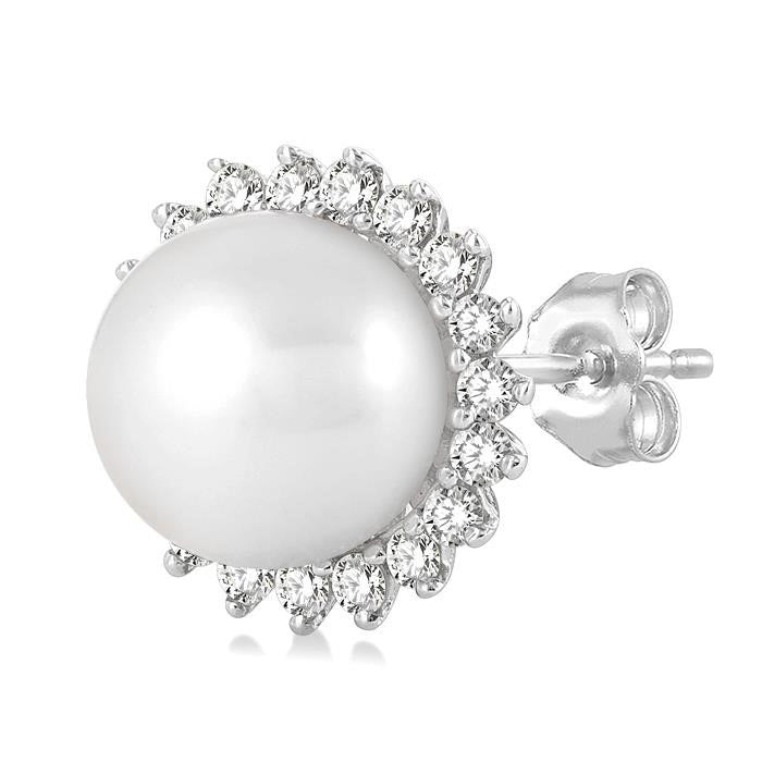 Pearl & Petite Diamond Fashion Earrings