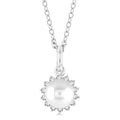 6 MM Round Shape Cultured Pearl and 1/10 Ctw Petite Round Cut Diamond Fashion Pendant With Chain in 10K White Gold