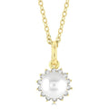 6 MM Round Shape Cultured Pearl and 1/10 Ctw Petite Round Cut Diamond Fashion Pendant With Chain in 10K Yellow Gold