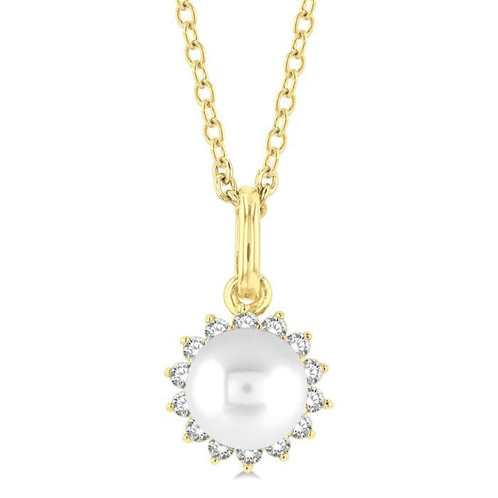 Pearl & Petite Halo Diamond Fashion Pendant