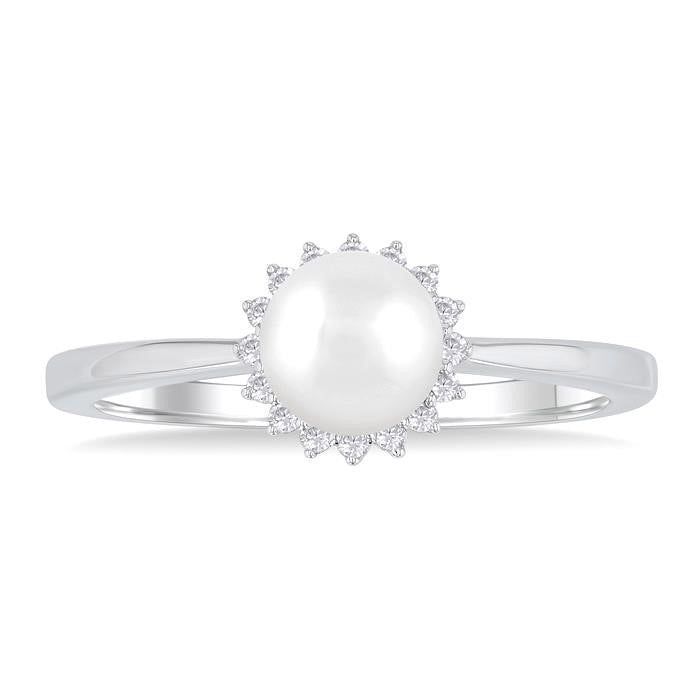 Pearl & Petite Halo Diamond Fashion Ring