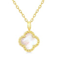 8 MM Mother of Pearl Bead Clover Halo Petite Pendant With Chain in 10K Yellow Gold