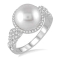 Pearl & Halo Diamond Fashion Ring