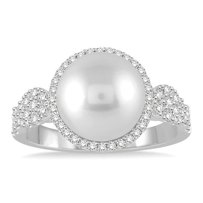 Pearl & Halo Diamond Fashion Ring
