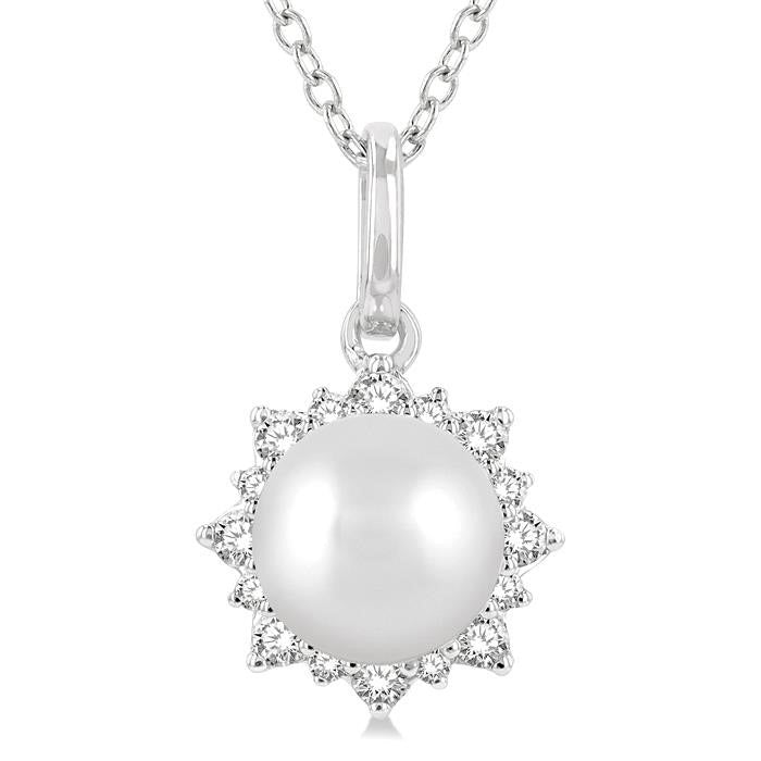 Ivy Kalliope Pearl & Petite Halo Diamond Fashion Pendant