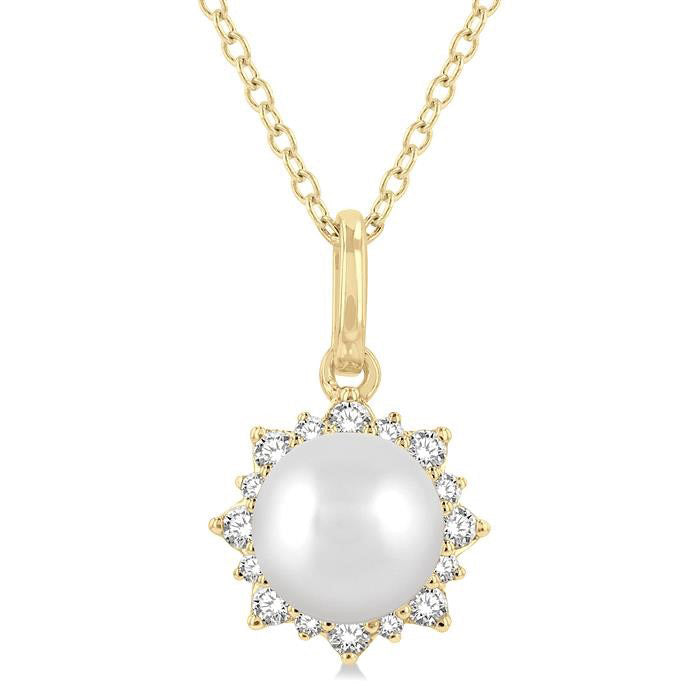 Pearl & Petite Halo Diamond Fashion Pendant