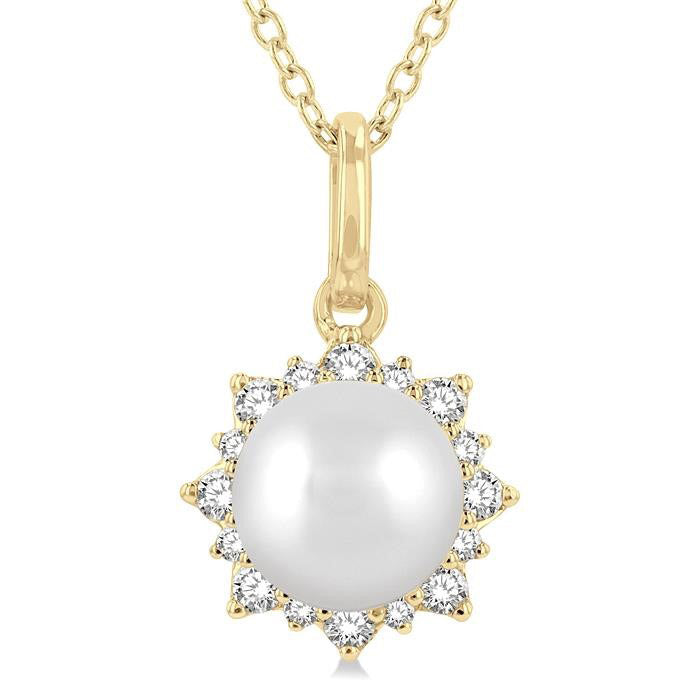 Pearl & Petite Halo Diamond Fashion Pendant