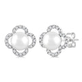 Clover Pearl & Petite Diamond Earrings