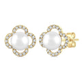 Clover Pearl & Petite Diamond Earrings
