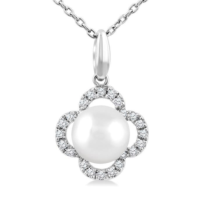 Clover Pearl & Petite Diamond Pendant