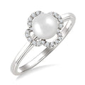 Clover Pearl & Petite Diamond Ring