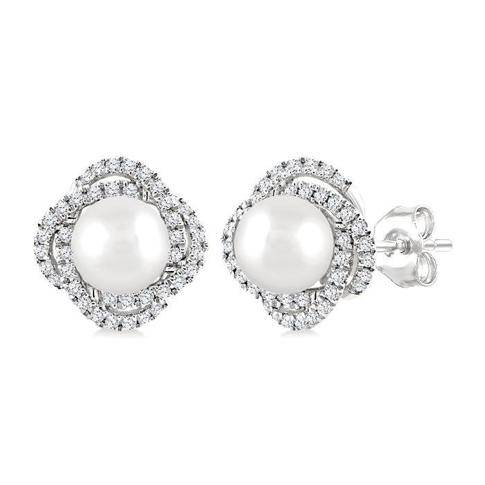 Pearl & Petite Diamond Fashion Earrings