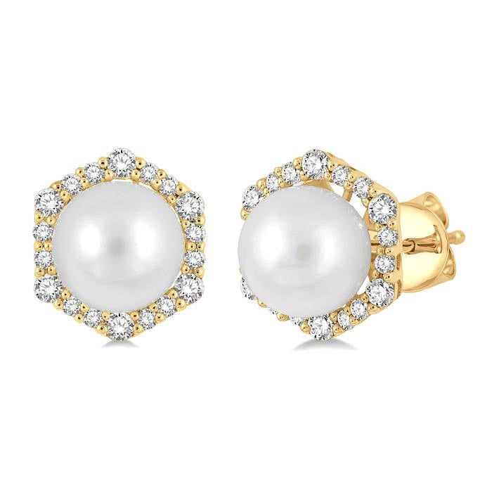 Pearl & Halo Diamond Fashion Earrings