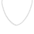 4 MM Cultured Pearl and 2 Ctw Round Cut Diamond Straightline Fashion Necklace in 14K White Gold
