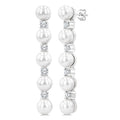4MM Cultured Pearl and 1/4 Ctw Round Cut Diamond Fashion Earrings in 14K White Gold