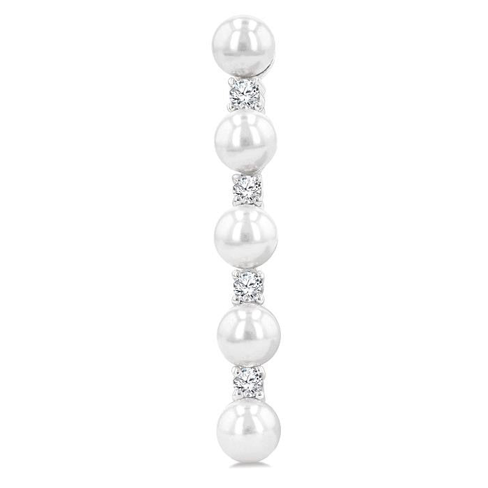 Pearl & Diamond Straightline Fashion Earrings