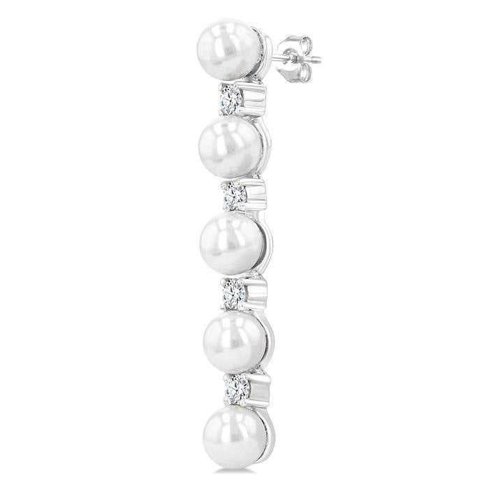 Pearl & Diamond Straightline Fashion Earrings
