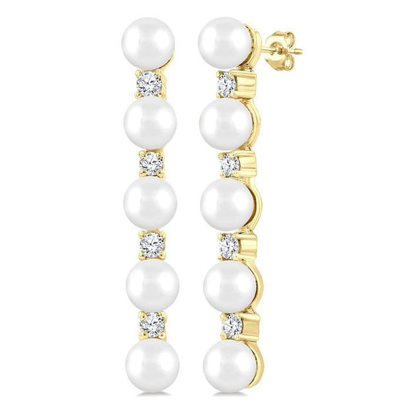 Pearl & Diamond Straightline Fashion Earrings