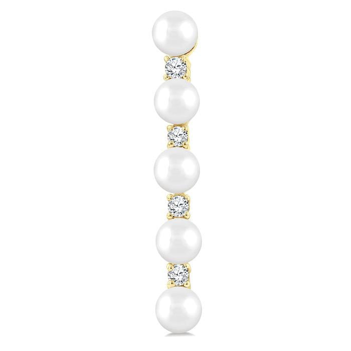 Pearl & Diamond Straightline Fashion Earrings