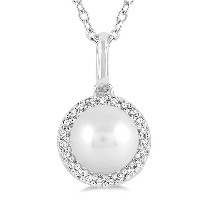 Pearl & Petite Halo Diamond Fashion Pendant