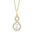 6 MM Cultured Pearl and 1/8 Ctw Round Cut Diamond Petite Fashion Pendant With Chain in 10K Yellow Gold