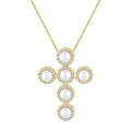 4 MM Round Shape Cultured Pearl and 1/4 Ctw Round Cut Diamond Cross Pendant With Chain in 14K Yellow Gold