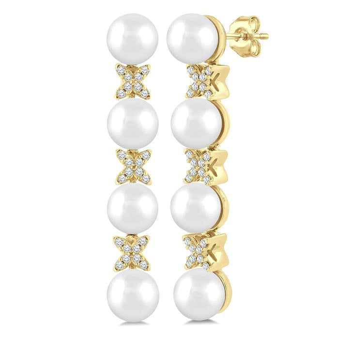 Pearl & Diamond Floral Fashion Earrings