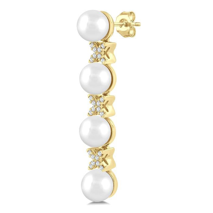 Pearl & Diamond Floral Fashion Earrings