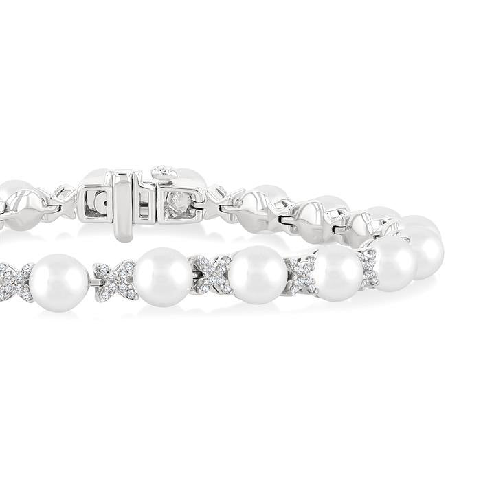 Pearl & Diamond Floral Fashion Bracelet