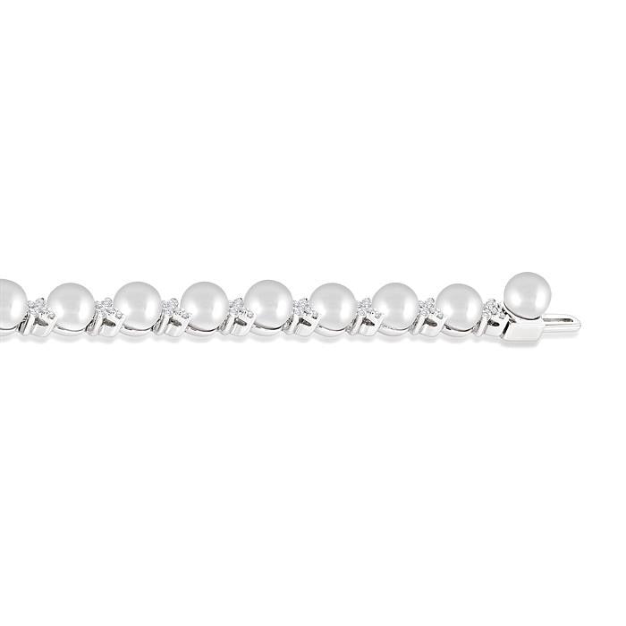 Pearl & Diamond Floral Fashion Bracelet