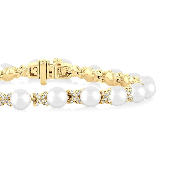 Pearl & Diamond Floral Fashion Bracelet