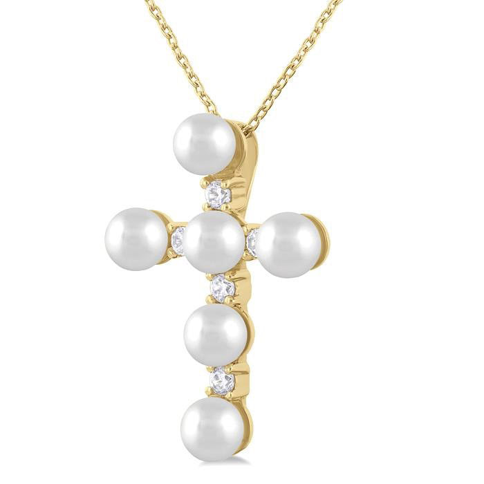 Cross Pearl & Diamond Fashion Pendant