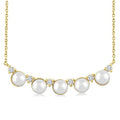 4.5 MM Round Shape Cultured Pearl and 1/6 Ctw Smile Round Cut Diamond Necklace in 10K Yellow Gold