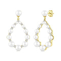 2 MM-4.5 MM Tear Drop Cultured Pearls and 1/4 Ctw Round Cut Diamond Fashion Earrings in 10K Yellow Gold