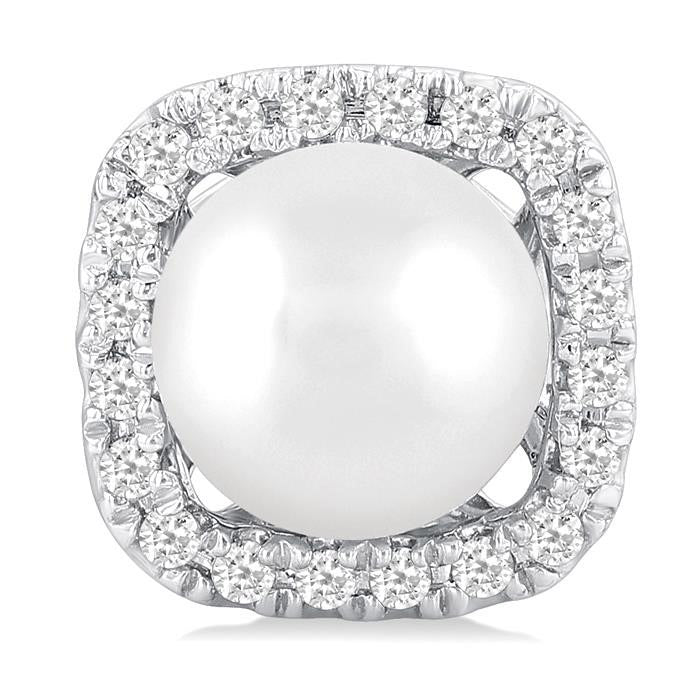 Pearl & Petite Halo Diamond Fashion Earrings